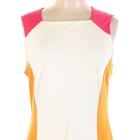 DKNY Colorblock Sleeveless Shift Dress Pink, White, and Orange Size 12 Large L - Picture 5 of 5
